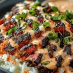 Korean BBQ Steak Rice Bowls with Spicy Cream Sauce