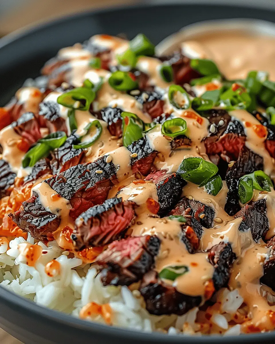 Korean BBQ Steak Rice Bowls: Easy Spicy Cream Sauce Delight