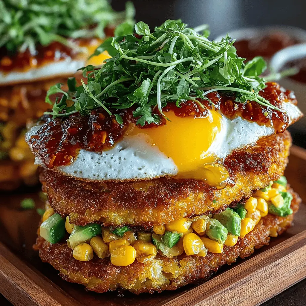 Sweet Corn Fritter Breakfast Sandwiches with Turkey Bacon Delight