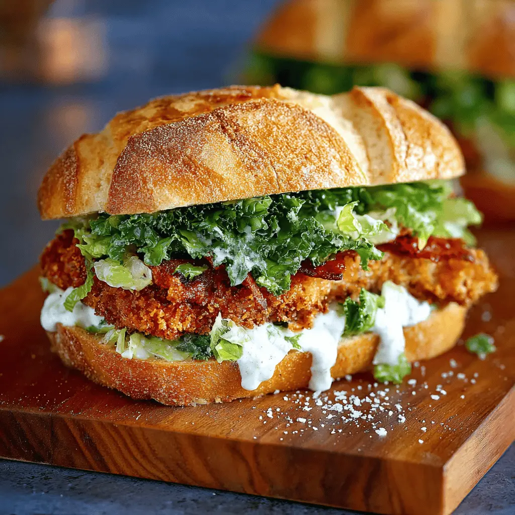 Crispy Chicken Caesar Sandwich with Turkey Bacon Twist