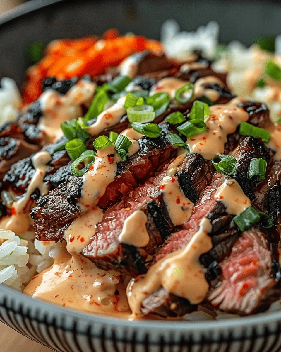 Korean BBQ Steak Rice Bowls with Spicy Cream Sauce: Easy Delight