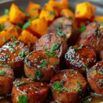 Sausage and Sweet Potatoes with Honey Garlic Sauce