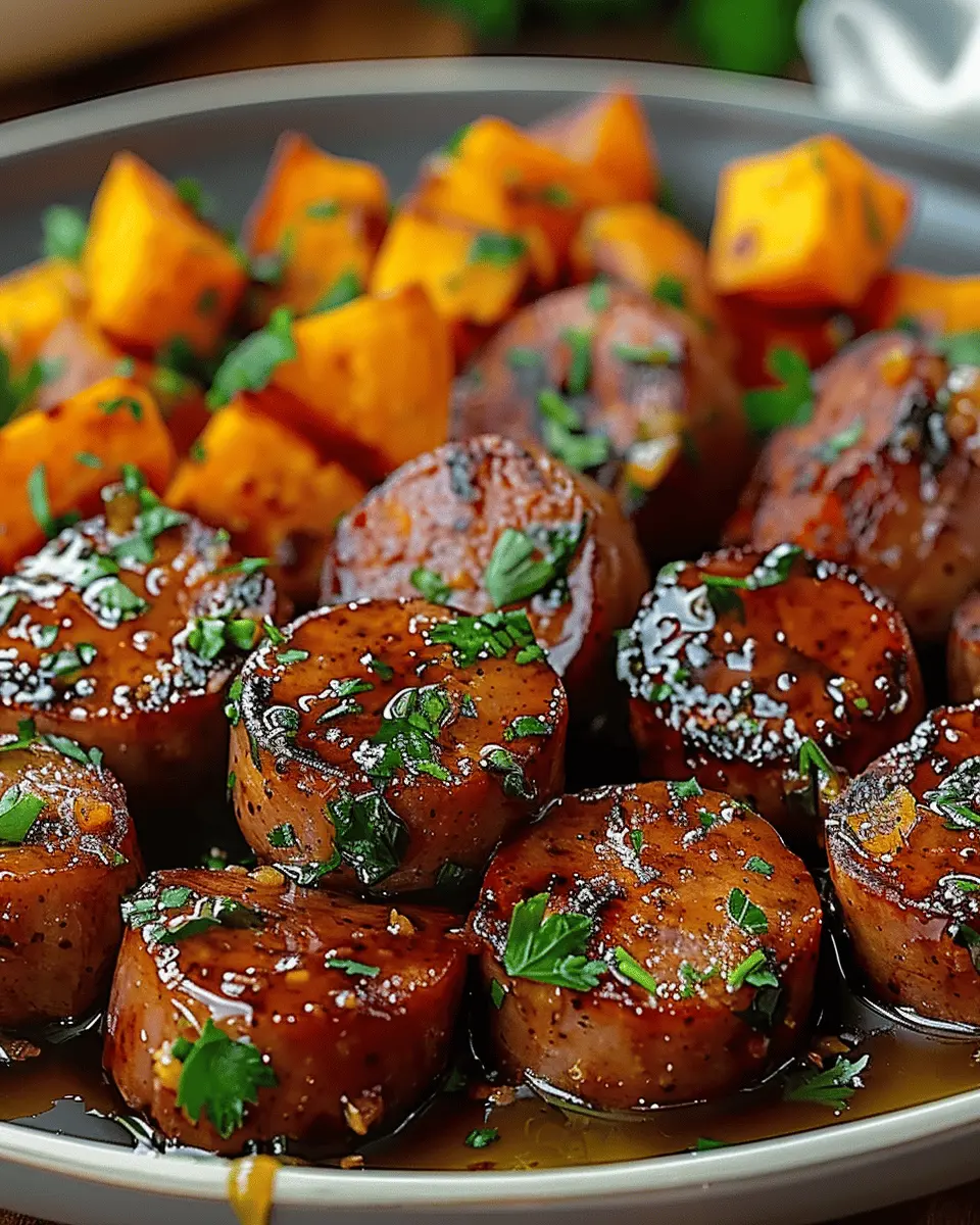 Sausage and Sweet Potatoes: Easy Honey Garlic Sauce Delight