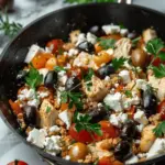Mediterranean Keto Ground Chicken Skillet with Olives and Feta