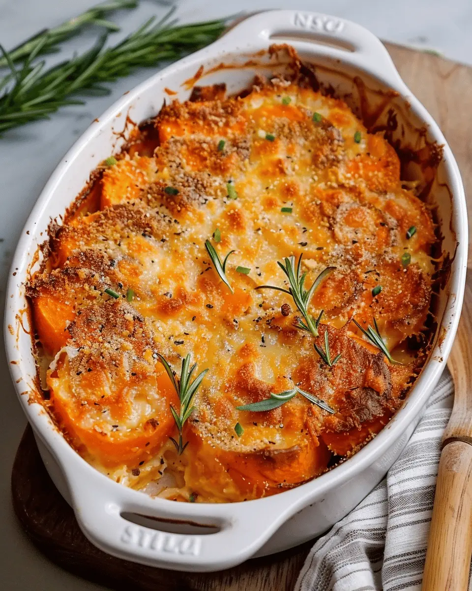 Sweet Potato Gratin: Indulgent Smoked Gouda and Rosemary Delight