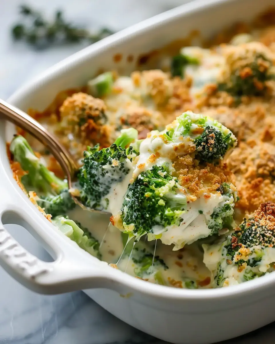 Creamy Broccoli Casserole Recipe with Turkey Bacon and Chicken Ham