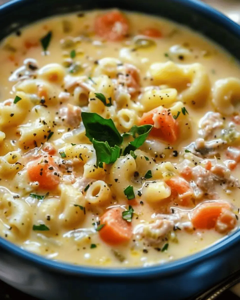 Hearty Creamy Ditalini Soup with Turkey Bacon for Chilly Nights