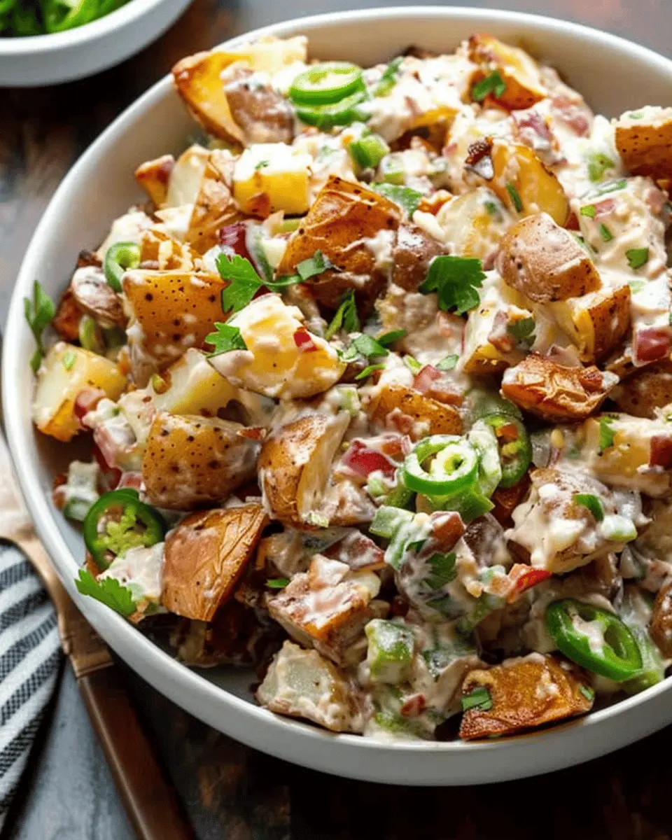 Jalapeno Popper Roasted Potato Salad with Turkey Bacon Delight