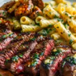 Cheesy Cajun Garlic Butter Steak with Creamy Rigatoni 1 Cheesy Cajun Garlic Butter Steak with Creamy Rigatoni