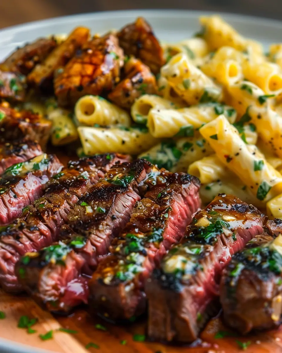 Cheesy Cajun Garlic Butter Steak with Creamy Rigatoni Bliss