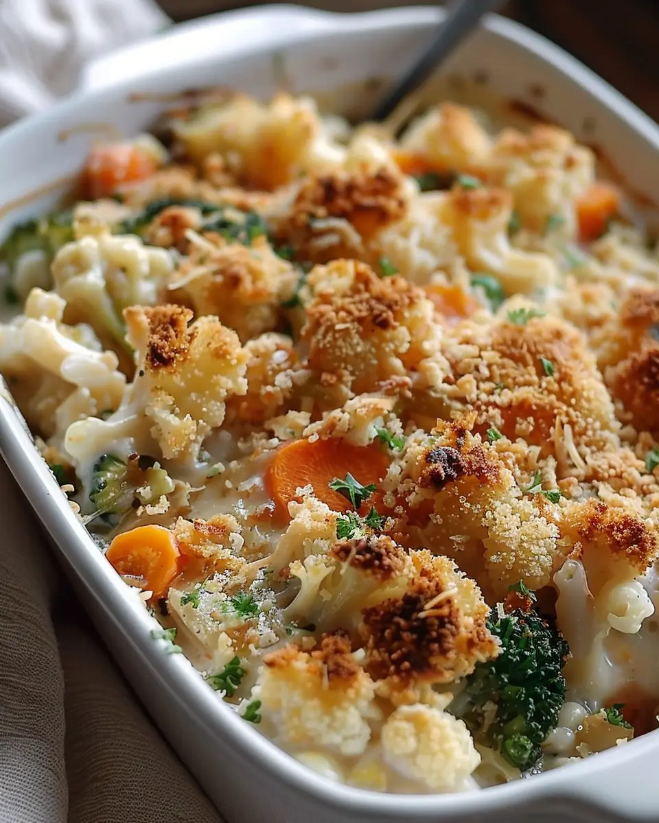 Creamy Winter Vegetable Casserole with Turkey Bacon Bliss