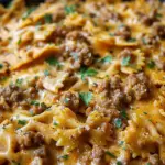 Cajun Cream Cheese Alfredo Bowties with Spiced Ground Beef