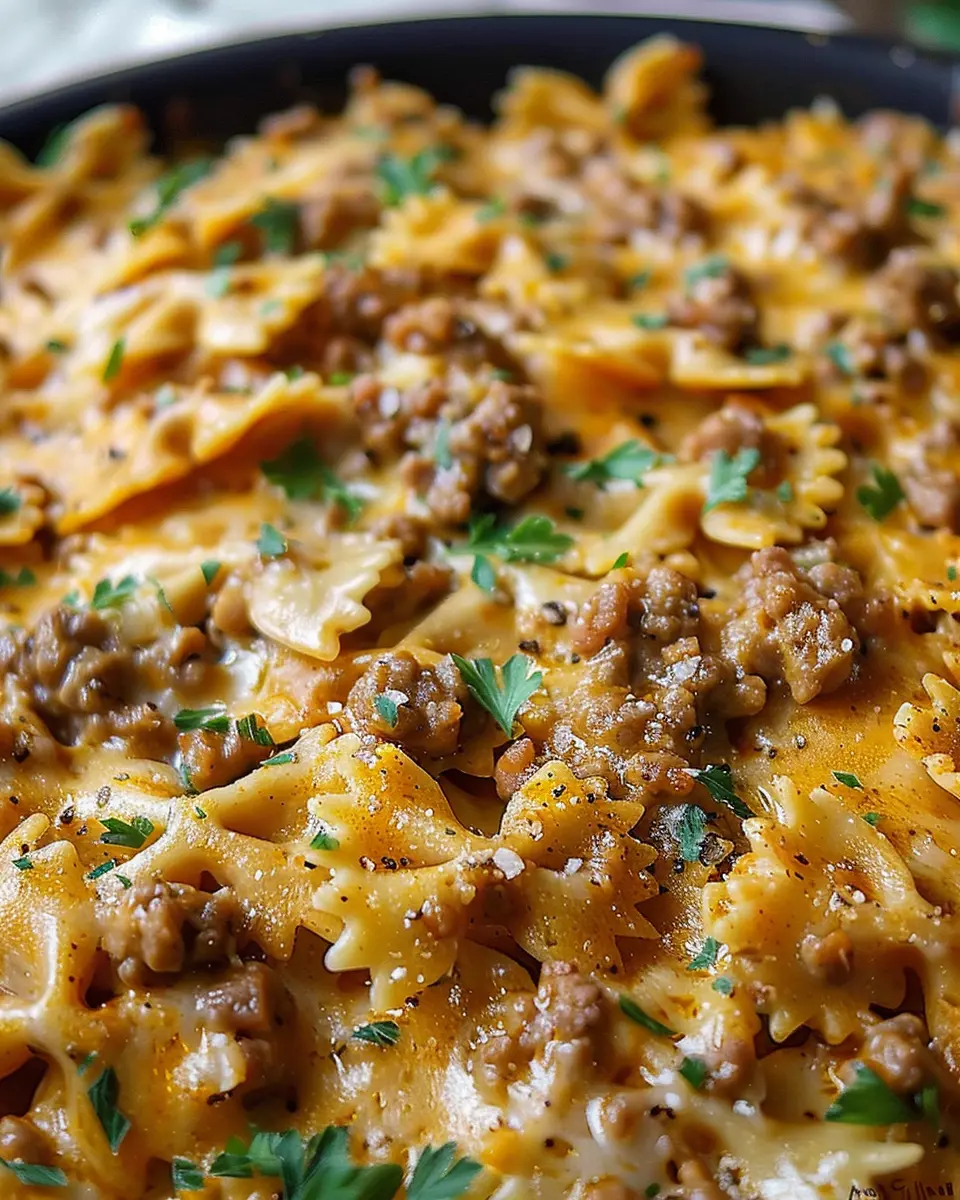 Cajun Cream Cheese Alfredo Bowties: Indulgent Beefy Delight