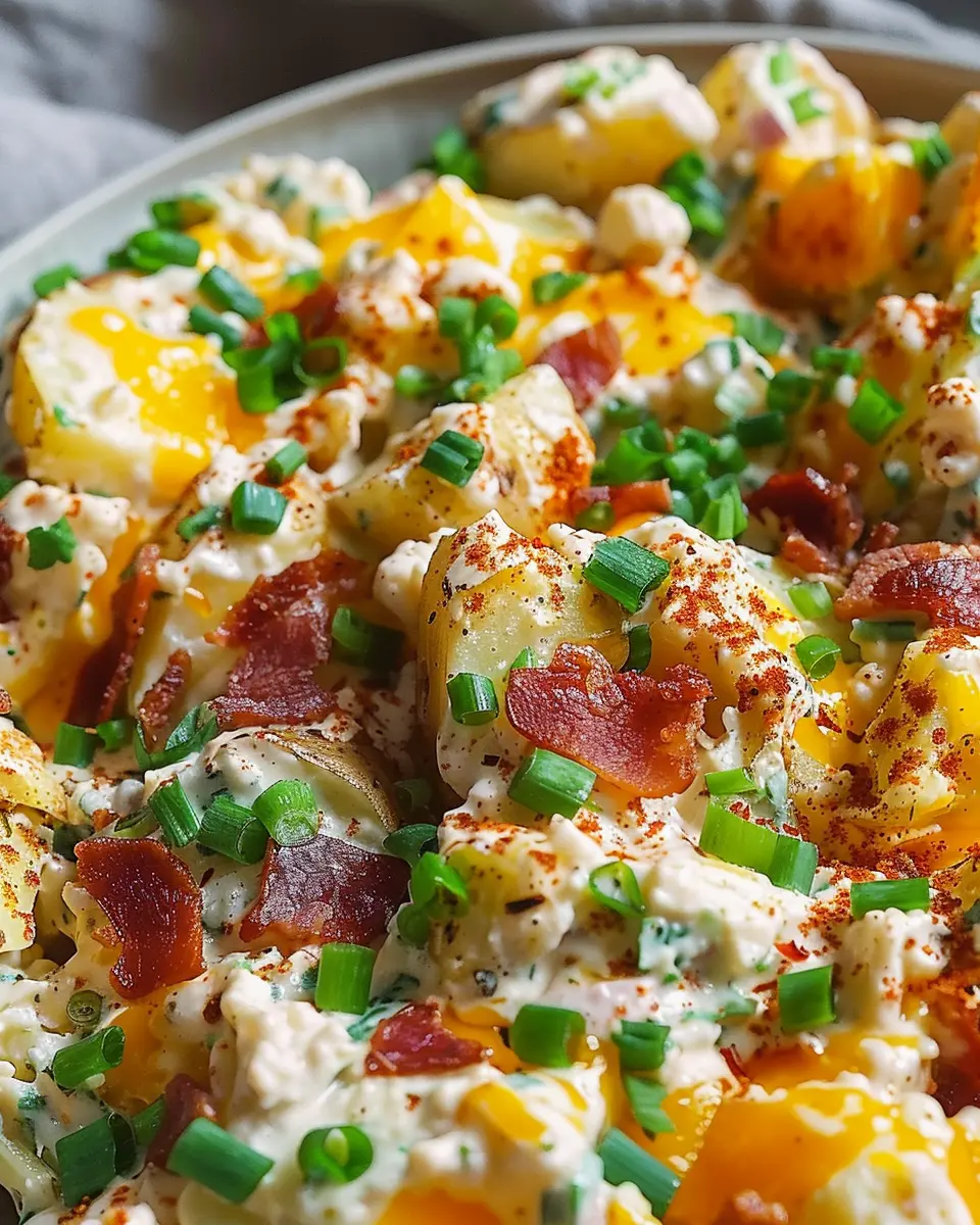 Loaded Baked Potato Salad: The Best Indulgent Twist with Turkey Bacon