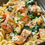 Creamy Salmon Pasta with Mixed Greens Under 30 Minutes