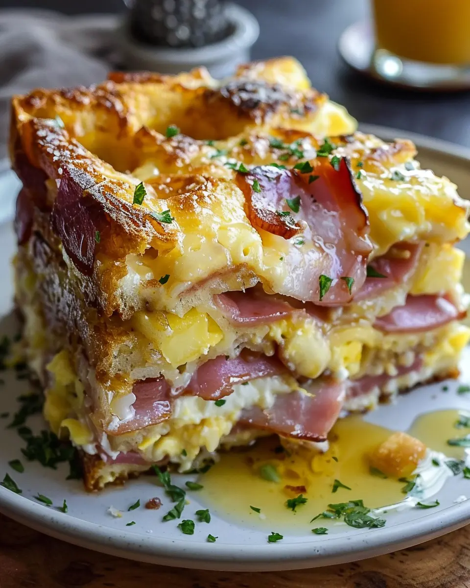 Monte Cristo Breakfast Casserole: Easy Turkey Bacon & Chicken Ham Delight