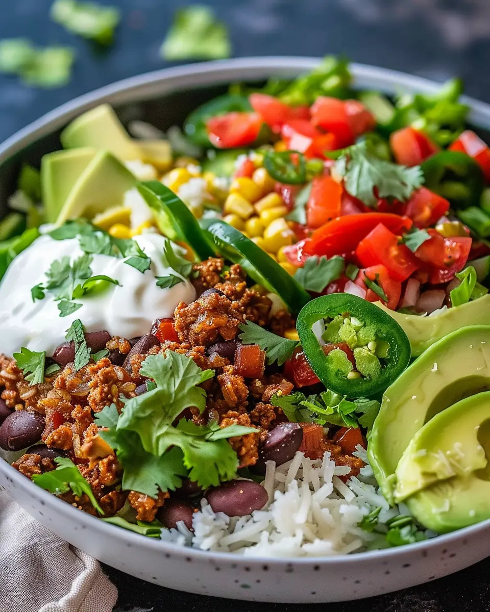 Easy Low Carb Burrito Bowl with Turkey Bacon and Chicken Ham Delight