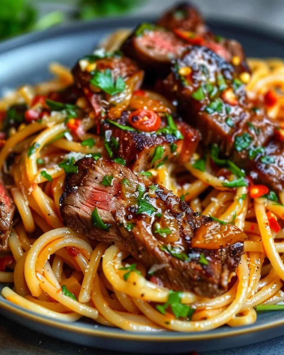 Sweet and Spicy Garlic Steak Pasta: A Quick, Flavorful Dinner Delight