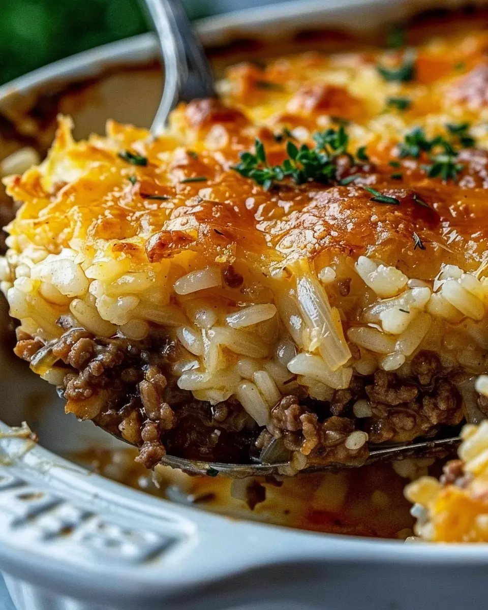 French onion ground beef and rice casserole: Indulgent Comfort Food