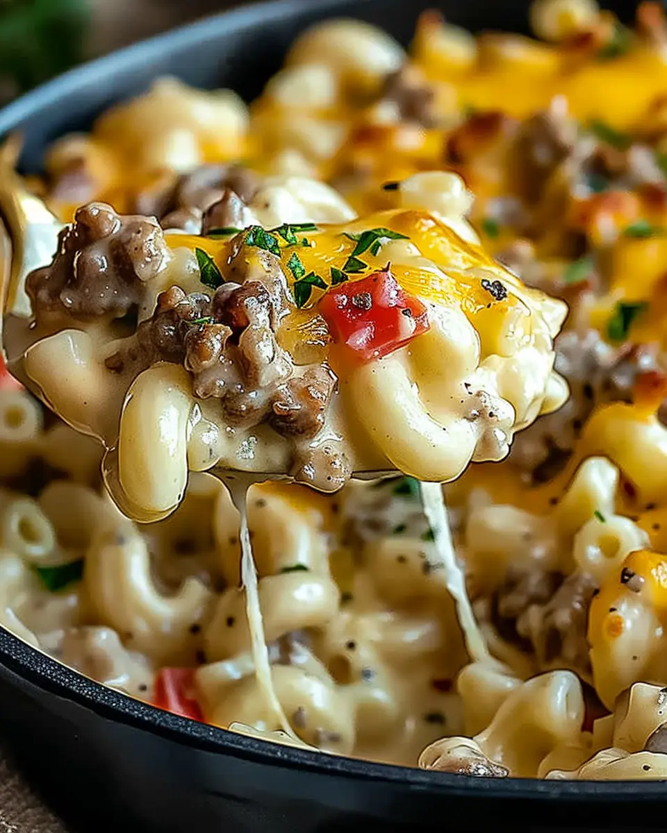 High-Protein Creamy Philly Cheesesteak Mac & Cheese Delight