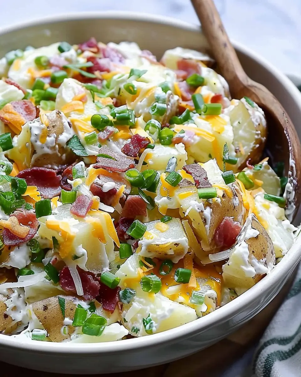Loaded Baked Potato Salad Recipe with Turkey Bacon Delight