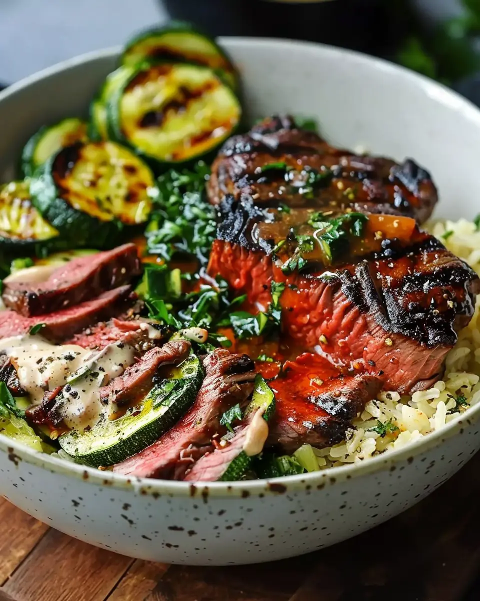Grilled Steak Bowl with Sauce: A Juicy Twist with Grilled Zucchini