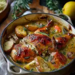 Herb Roasted Chicken in Creamy White Wine Sauce
