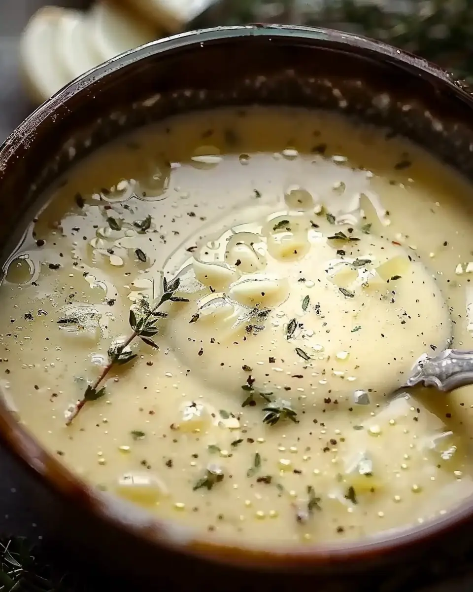 Traditional Country French Style Garlic Soup with Turkey Bacon Delight