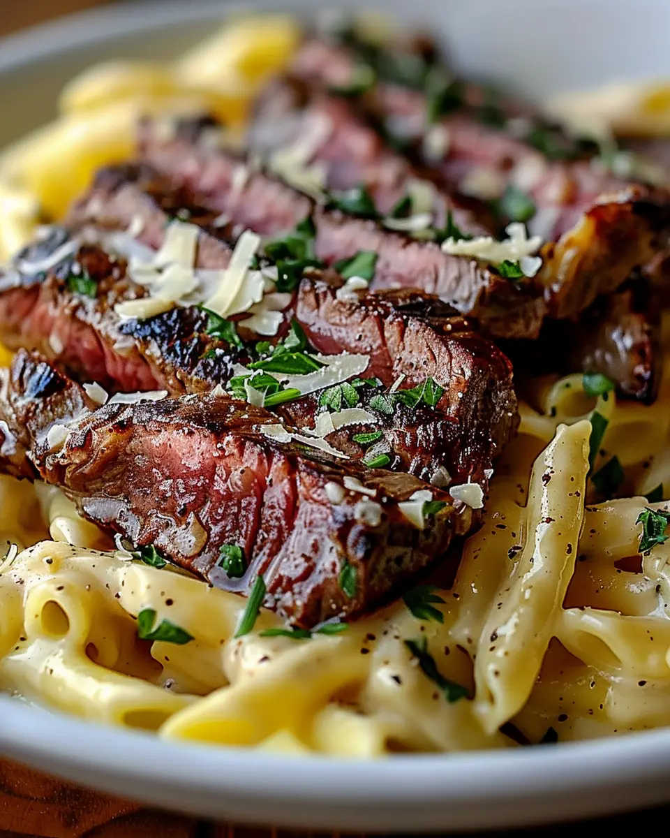 Steak and Creamy Garlic Parmesan Pasta: An Indulgent Delight at Home