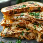 Cheesy Hot Honey Chicken Quesadillas with Spicy Jalapeño Cream Sauce