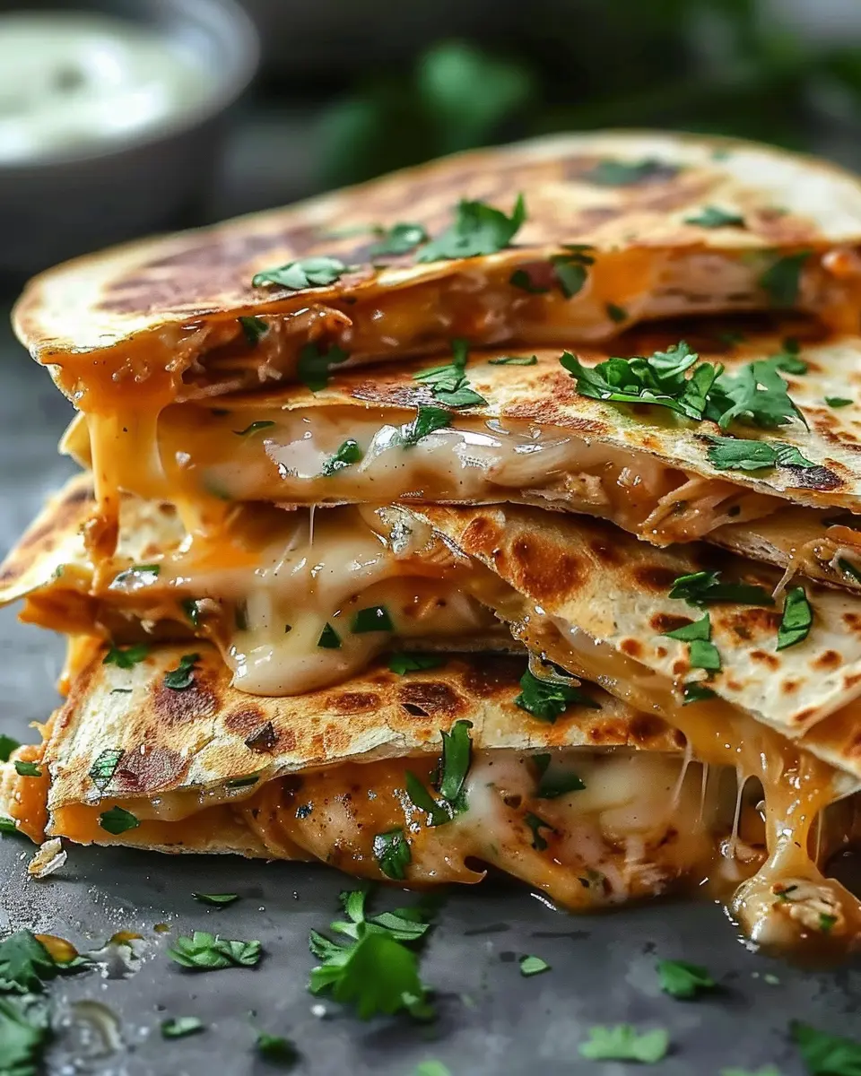 Cheesy Hot Honey Chicken Quesadillas with Spicy Jalapeño Cream Sauce Recipe to Delight Your Taste Buds