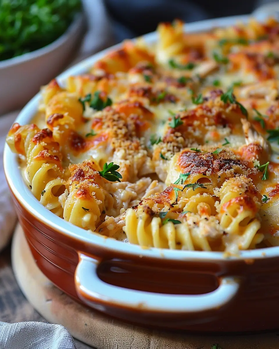 Crazy Good Chicken Pasta Casserole Recipe with Turkey Bacon Delight