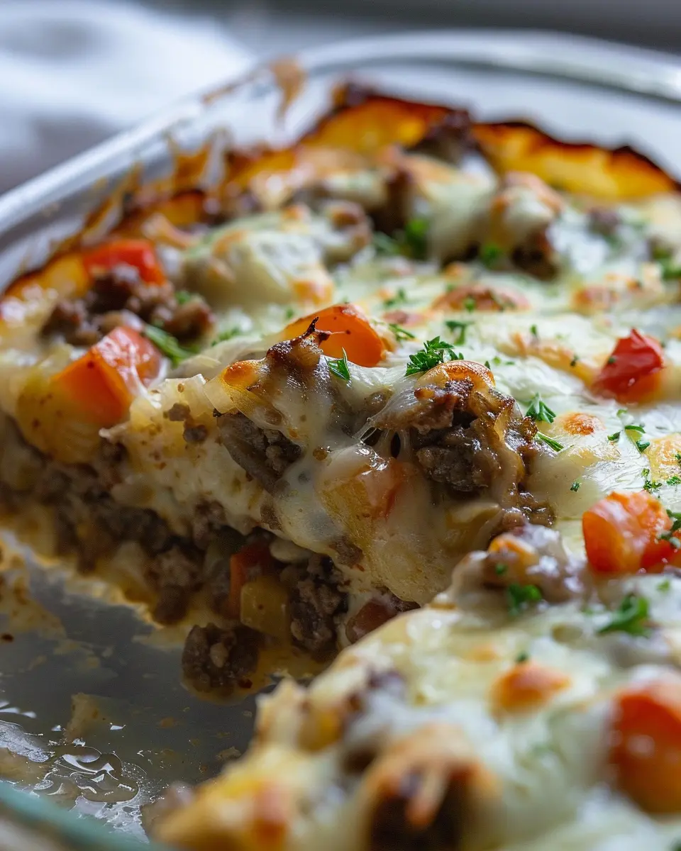Low Carb Philly Cheesesteak Casserole with Turkey Bacon Delight
